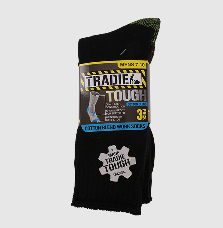 Tradie Mens Cotton Blend Work Socks 3PK