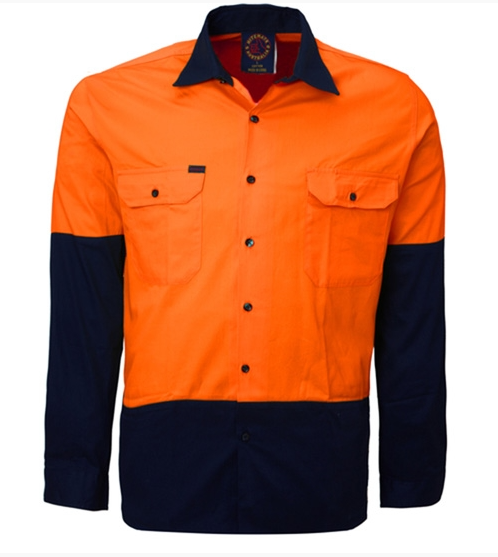 Hi Vis Lt Wt L/S O/F Drill Shirt