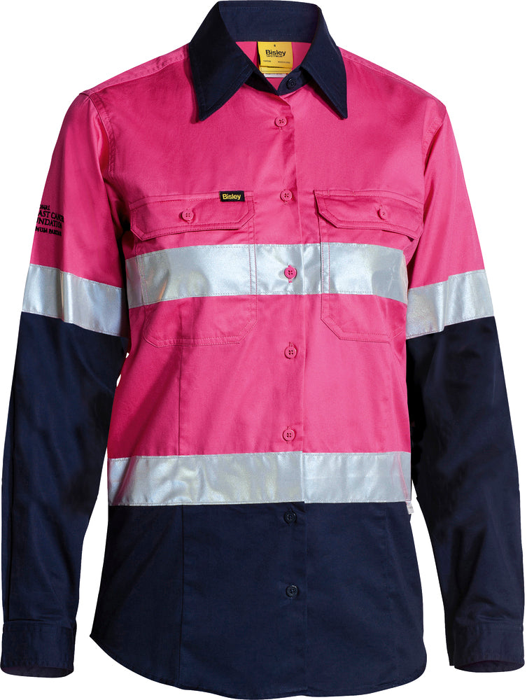 Bisley Ladies 3M Taped Two Tone Hi Vis Cool Lightweight ShirtL/S