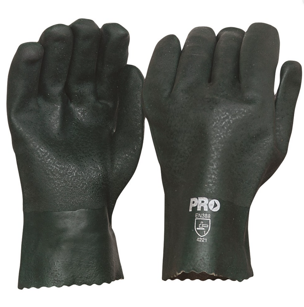27CM Green Double Dipped PVC Gloves
