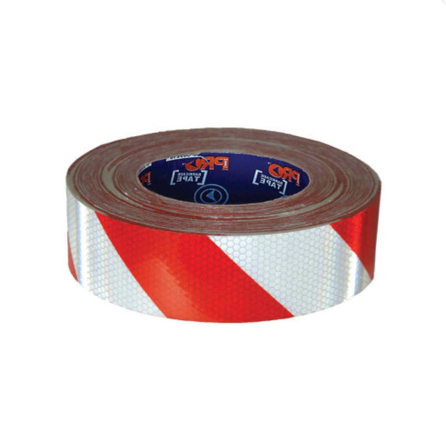 Self Adhesive Reflective Hazard Tape Red & White 50m x 50mm