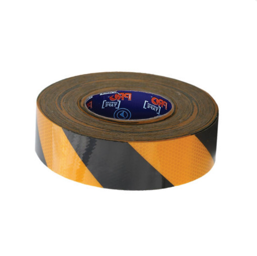 Tape Reflective Hazard Yellow Black 50m x 50mm Adhesive