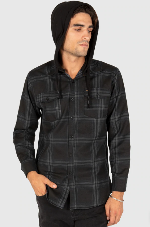 Unit Mens Chester Hooded Flannel
